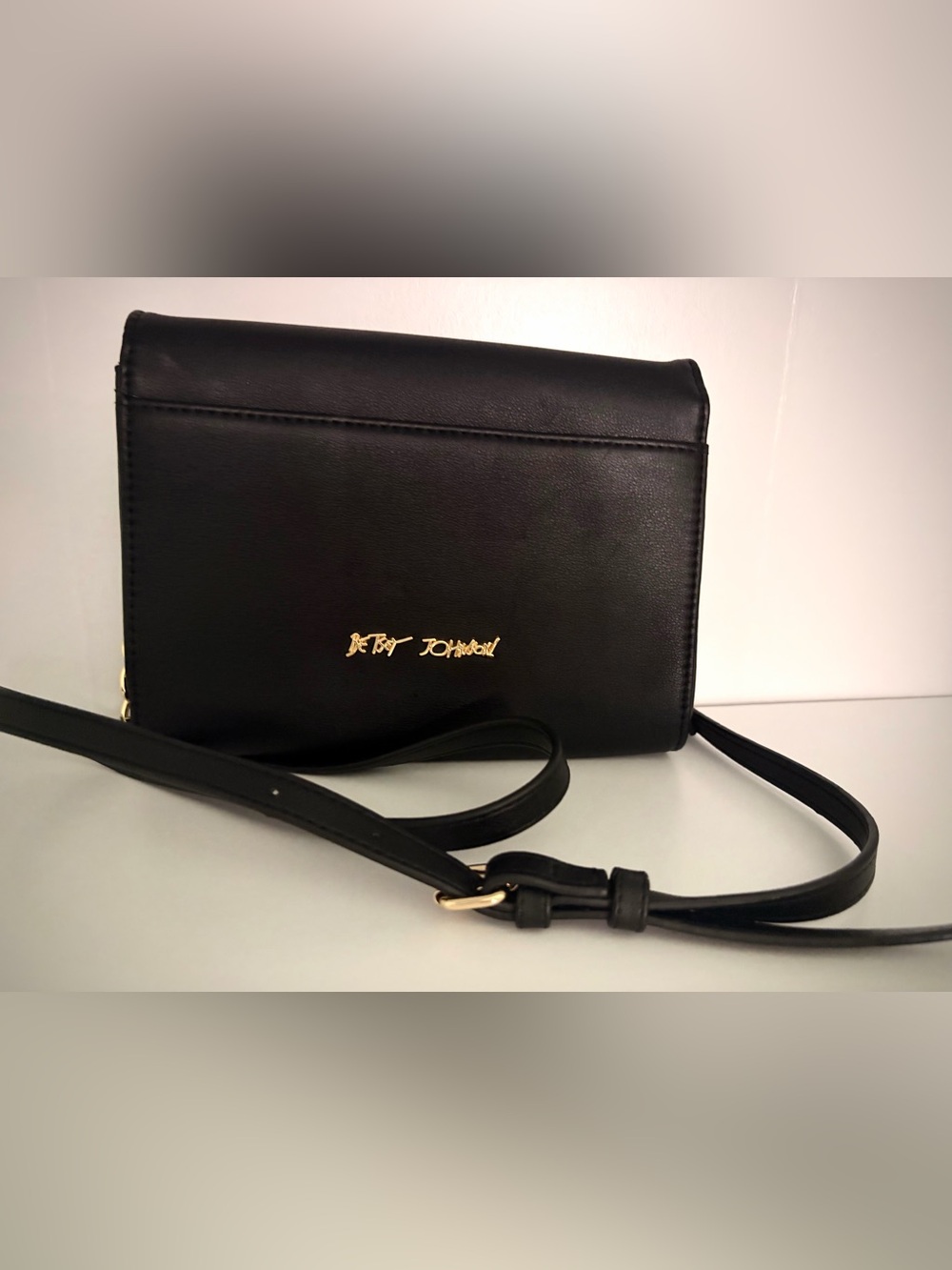 Betsey Johnson Black Crossbody with Crystal & Gold Stud Accents - Picture 2 of 6